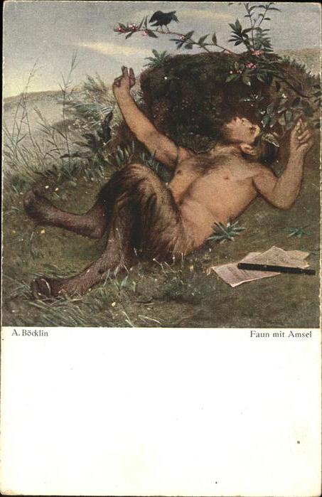 Boecklin Arnold Faun Amsel Bruckmanns Bildkarte Nr 20