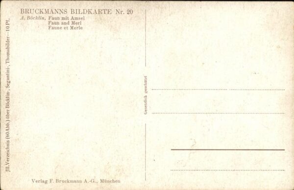 Boecklin Arnold Faun Amsel Bruckmanns Bildkarte Nr 20 – Bild 2