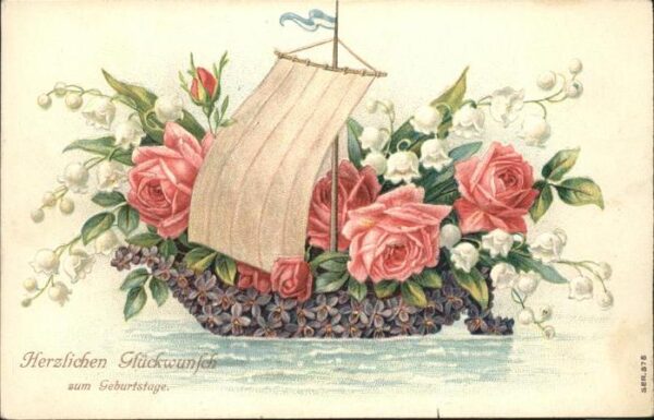 Geburtstag Blumen Prägedruck