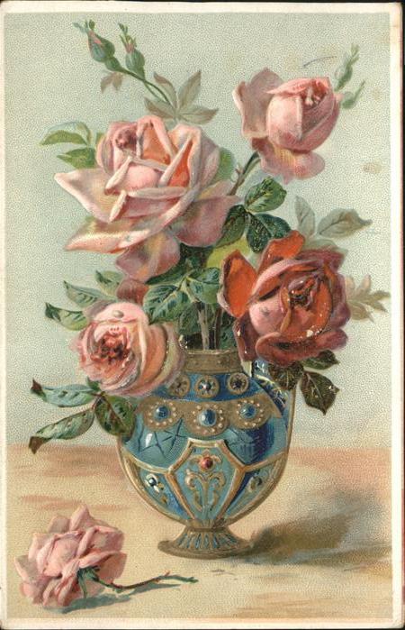 Rosen Vase Prägedruck