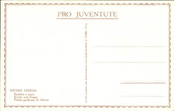 Kuenstlerkarte Pietro Chiesa Ziege Mädchen – Bild 2
