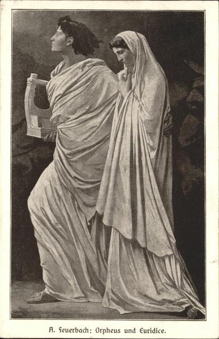 Kuenstlerkarte A Feuerbach Orpheus und Euridice