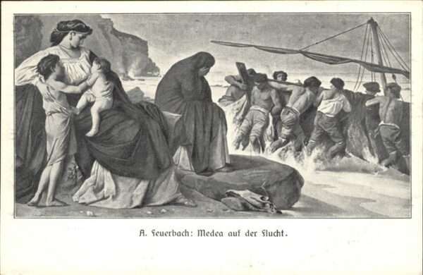 Kuenstlerkarte A Feuerbach Medea auf der Flucht