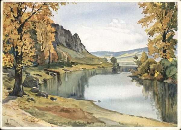 Kuenstlerkarte Willi Engelhardt Herbsttag