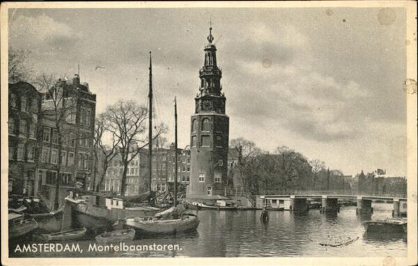 Amsterdam Niederlande Montelbaanstoren Brücke Schiff