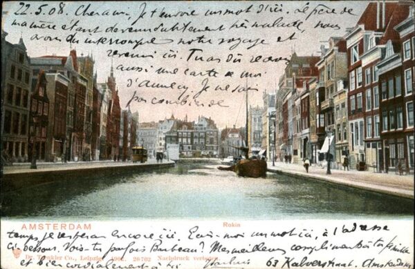Amsterdam Niederlande Rokin Schiff Strassenbahn