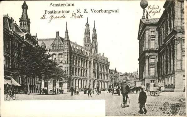 Amsterdam Niederlande Postkantor Voorburgwal Fahrrad