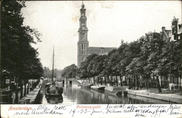 Amsterdam Niederlande Prinsengracht Schiff Brücke