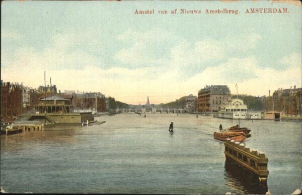 Amsterdam Niederlande Amstel Nieuwe Amstelbrug Schiff