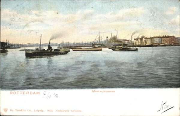 Rotterdam Maas Panorama Schiff Brücke