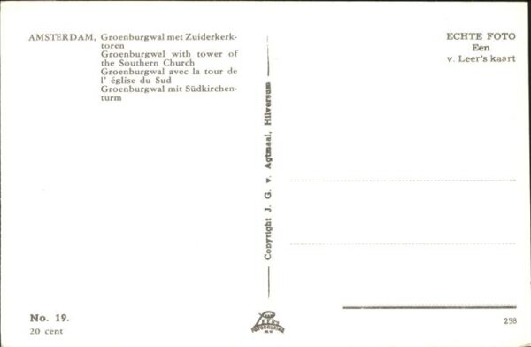 Amsterdam Niederlande Groenburgwal Zuiderkerktoren – Bild 2