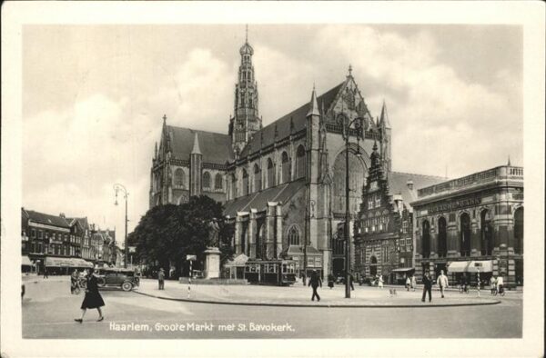 Haarlem Groote Markt St Bavokerk Strassenbahn