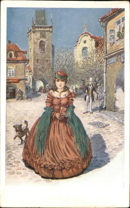 Kuenstlerkarte Jose Fridrich Frau Hund
