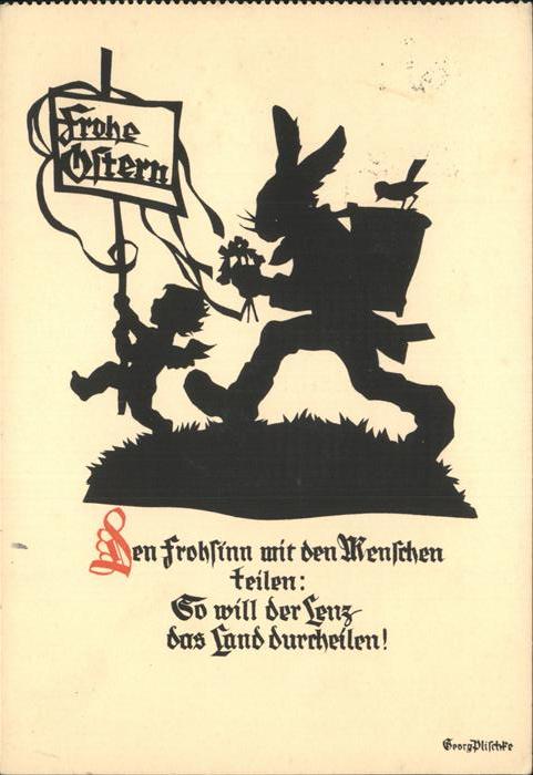 Scherenschnitt Schattenbildkarte Osterhase
