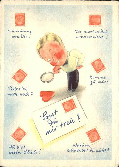 Briefmarken auf Postkarte