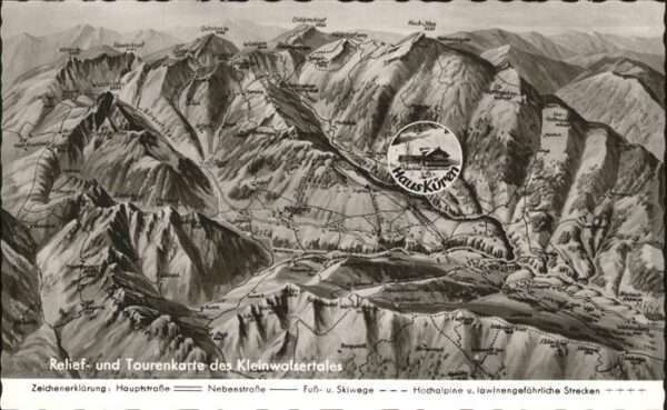 Kleinwalsertal Relief Tourenkarte Haus Küren