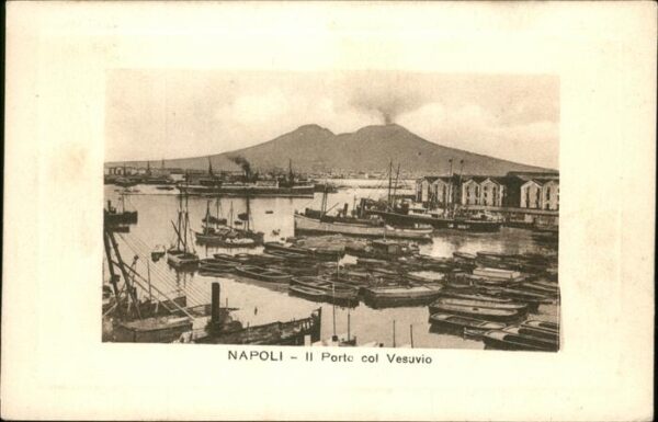 Napoli Neapel Porto col vesuvio