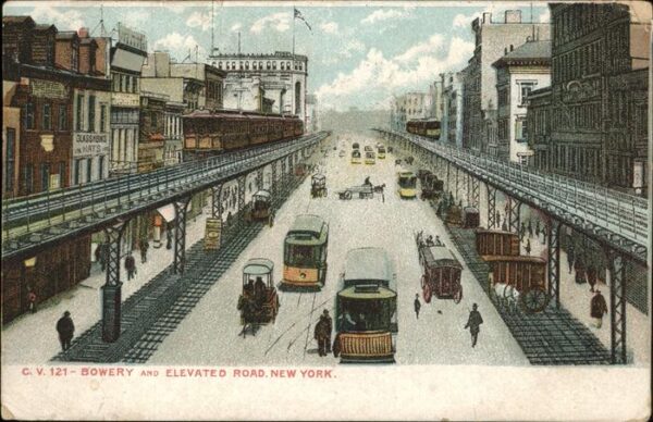 New York City Bowery and Elevated Road Strassenbahn P