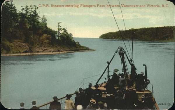 Vancouver British Columbia Steamer entering Plumpers Pass Schiff
