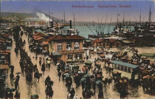 Konstantinopel Konstantinople Galatbrücke Stambul Kutschen Hafen