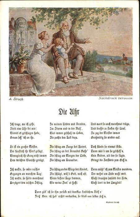 Kuenstlerkarte 39 A. Broch Uhr Gedicht
