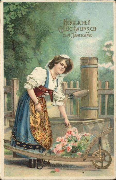 Namenstag Namenskarte Tracht Blumen