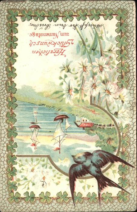 Namenstag Namenskarte Schwalbe Segelboote