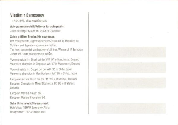 Tischtennis Vladimir Samsonov – Bild 2