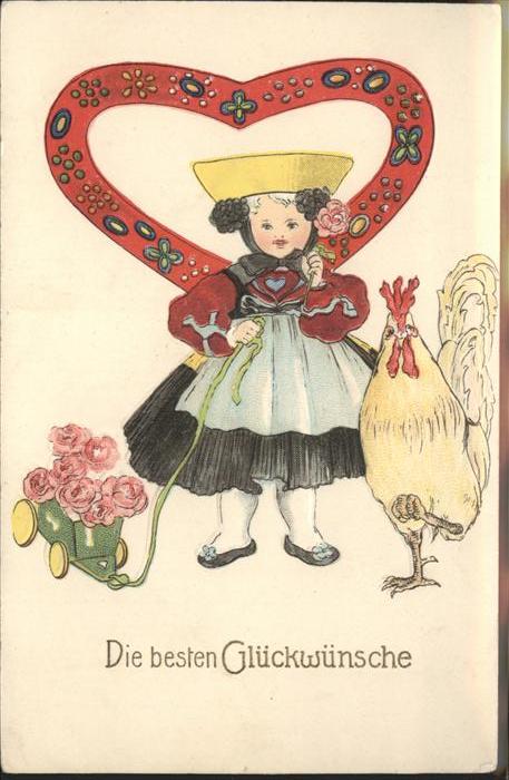 Glueckwunsch Tracht Kind Hahn
