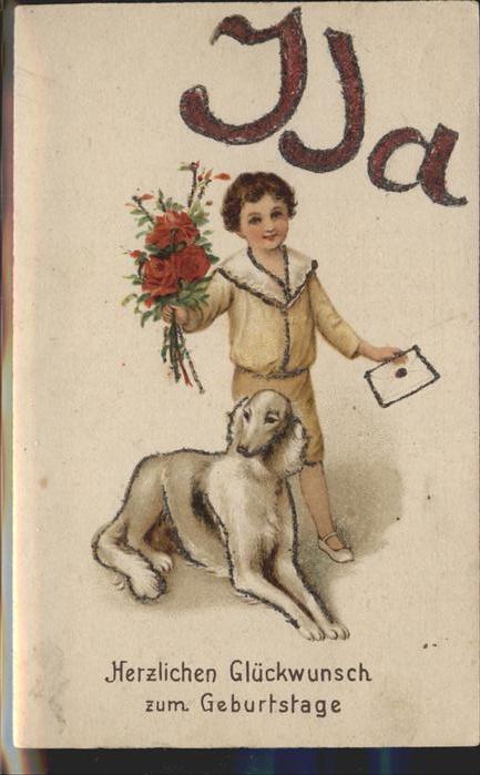 Geburtstag Hund Kind Rosen