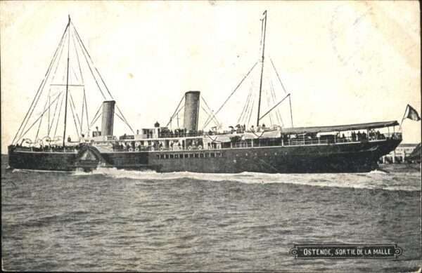 Dampfer Seitenrad Ostende Sortie de la Malle