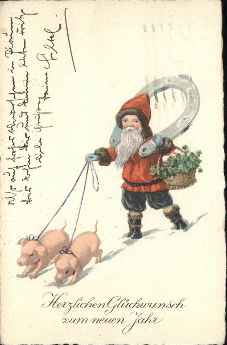Neujahr Hufeisen Zwerg Schweine