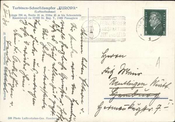 Dampfer Oceanliner Europa – Bild 2