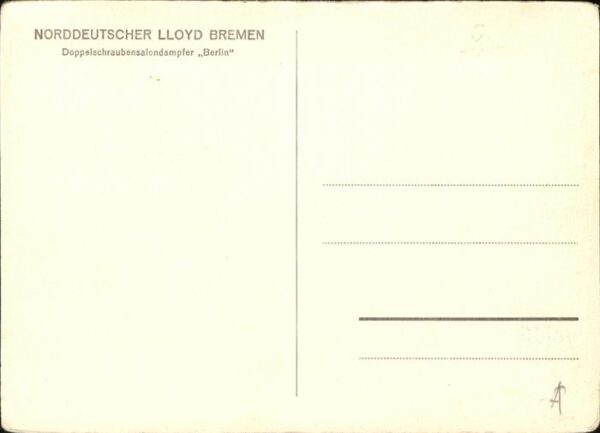 Dampfer Oceanliner Berlin Norddeutscher Lloyd Bremen – Bild 2