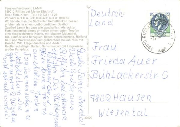 Riffian Meran Pension Restaurant Lamm Südtirol – Bild 2