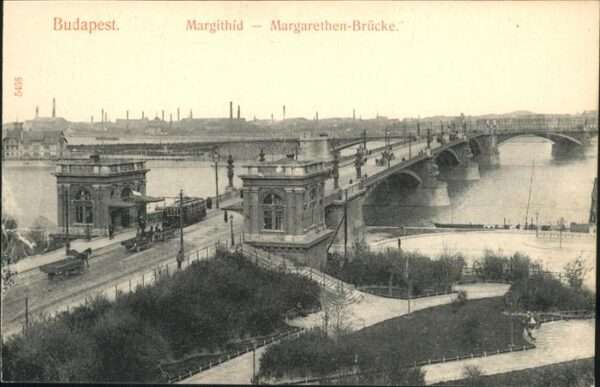 Budapest Margarethen Brücke Kutsche Strassenbahn
