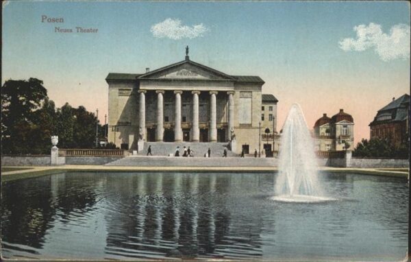 Posen Poznan Neues Theater Springbrunnen