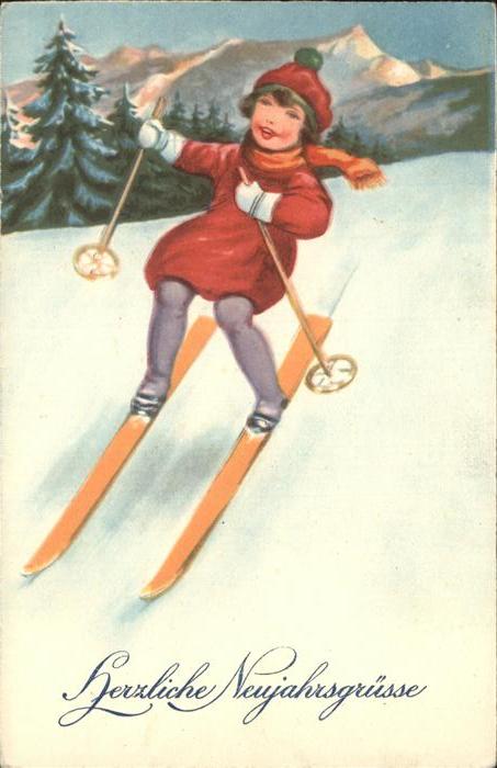 Skifahren Neujahr Kind