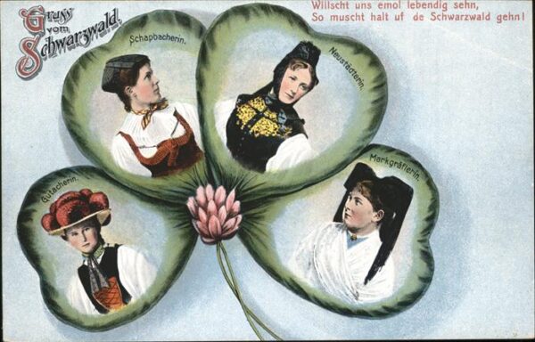 Kleeblatt-Litho Schwarzwald Trachten