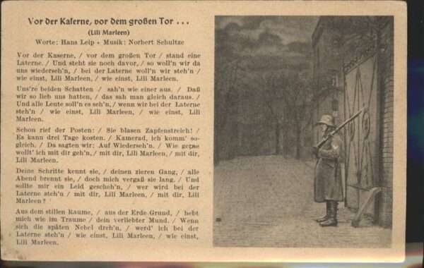 Liederkarte Lili Marleen Vor der Kaserne vor dem gr