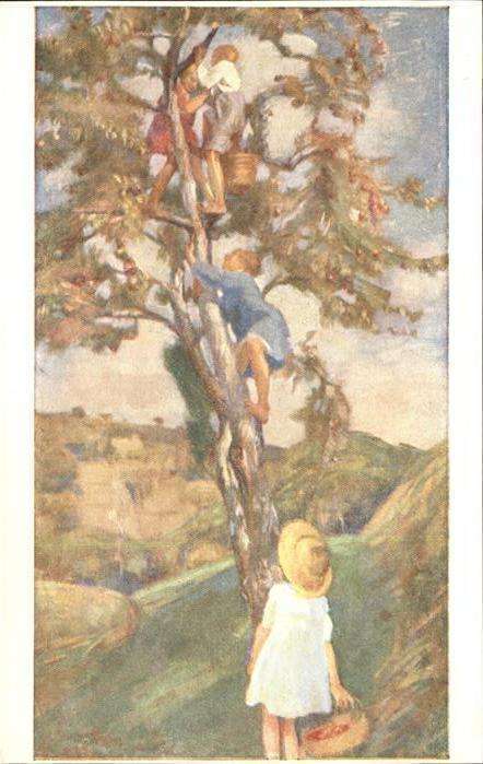 Kuenstlerkarte Pietro Chiesa Apfelbaum Kinder