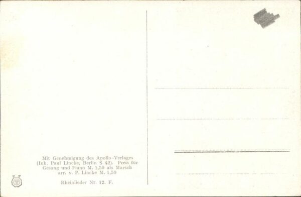 Liederkarte Vom Rhein der Wein Hermann Brandt – Bild 2