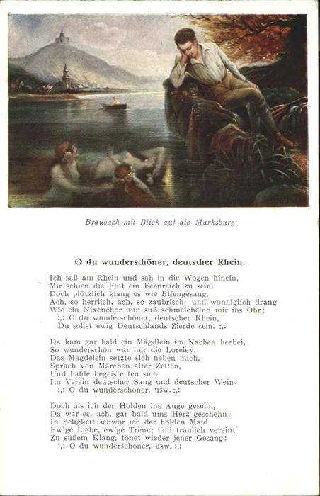 Liederkarte O du wunderschöner deutscher Rhein