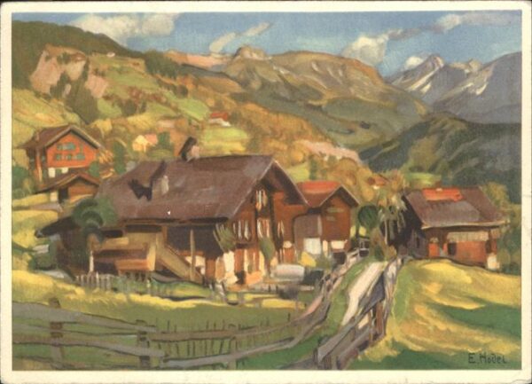 Kuenstlerkarte E Hodel Herbstlandschaft