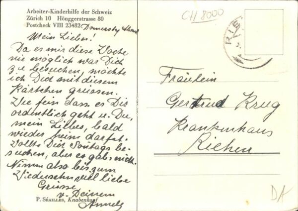 Kuenstlerkarte P Seailles Knabenkopf – Bild 2