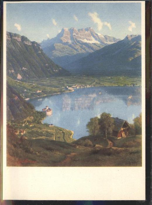 Kuenstlerkarte Alfred Chavannes Genfersee