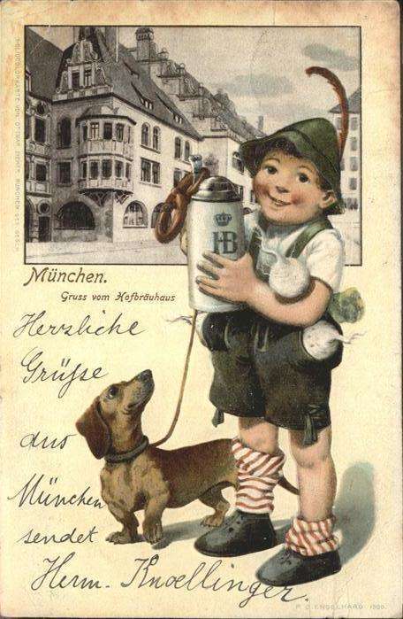 Hofbraeuhaus Muenchen Bier Dackel Kind Tracht