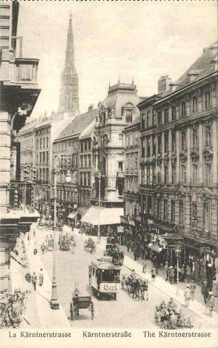 Wien Kärntnerstr. Strassenbahn Pferdekutsche