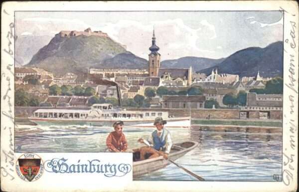 Hainburg Donau Dampfschiff Wappen Burg