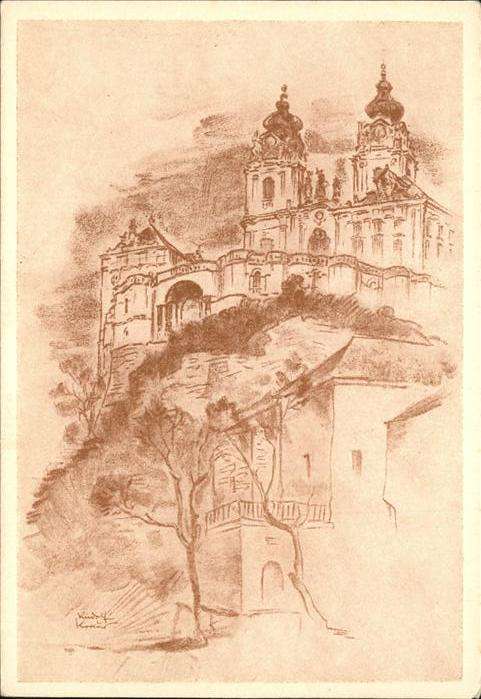 Melk Donau Stift Rötelzeichnung Rudolf Kraus